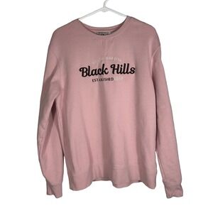 Techstyles Pink Black Hills South Dakota Embroidered Crewneck Sweatshirt MD